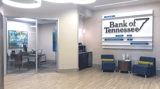 Interior view of a Bank of Tennessee branch location