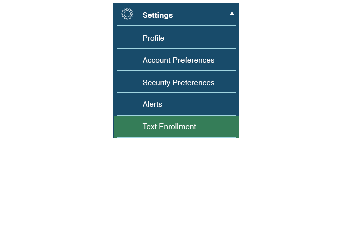 Graphic of settings menu from Bank of Tennessee mobile app