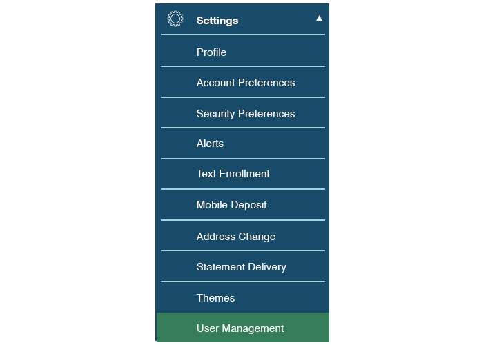 Graphic of Bank of Tennessee app settings menu options