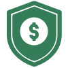 Graphic representing a shield with a dollar sign in center