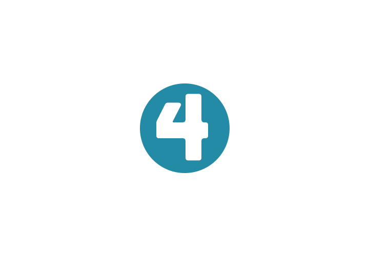 Blue circle graphic with the number four in white