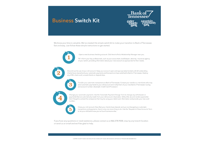 A page example image of the business switch kit