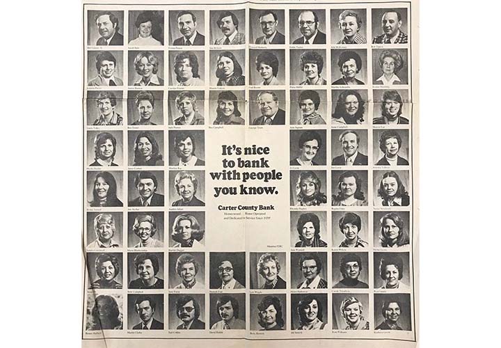 A Carter County Bank newspaper ad from the 70’s