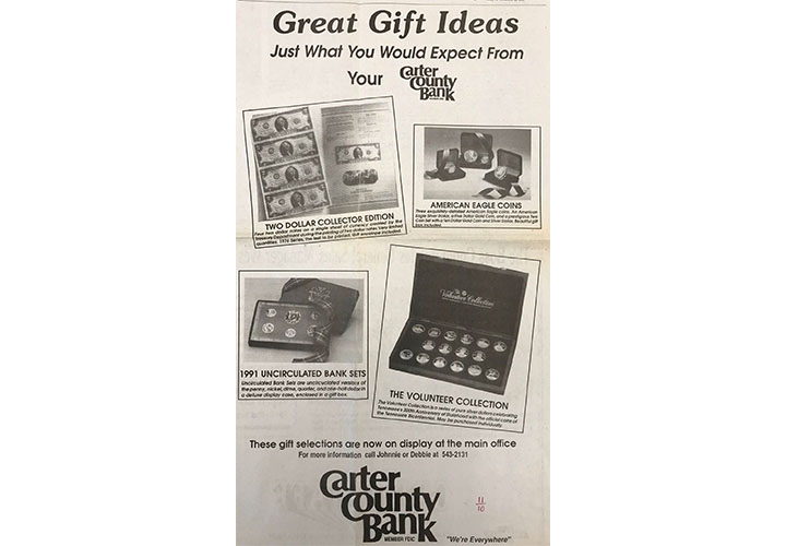 Great Gift Ideas Ad from Carter County Bank