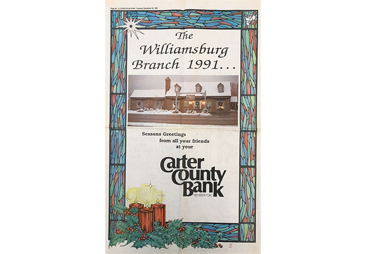 Carter County Bank branch on Burgie Street ad