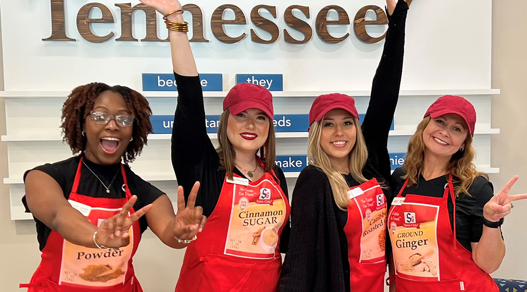 Bank of Tennessee employee's "Spice Girls" Halloween costumes.